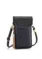 Umhängetasche "Handytasche", mit Sichtfenster, Minibag, Crossbody Bag, VEGAN, Gr. B/H/T: 11 cm x 19 cm x 1,5 cm, schwarz