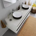 Duravit Aufsatzwaschbecken DuraCielo Ø36 cm Waschbecken aus Mineralguss Handwaschbecken in Schwarz/Weiß Matt Waschtisch für Unterschränke Badezimmer