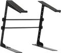 Pronomic LS-110 Laptopständer DJ Notebookstativ Laptop Stand (Höhenverstellbar, inkl. Befestigungsklammern, ideal für DJs & Musiker, Material: Stahl) Schwarz