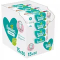 Pampers Feuchttücher Sensitive, 1200 Tücher, unparfümiert, je 80 Stück, 15 Pack
