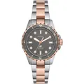 Fossil Quarzuhr FOSSIL BLUE DIVE LADIES ES5348, Armbanduhr, Damenuhr, Edelstahlarmband, bis 10 bar wasserdicht silberfarben