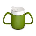 Ornamin 2-Henkel-Becher Pflegebecher mit Schnabelaufsatz für Senioren & Pflegebedarf | grün | Trinkbecher | Trinkhilfe | Schnabelbecher | Ergonomischer Becher
