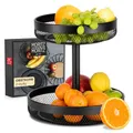 Moritz & Moritz Obst Etagere Schwarz 2-stöckig - Elegante Obstkorb Etagere aus Metall zur Aufbewahrung von z.B. Obst, Brot oder Snacks - Mehrstöckige Obstschale mit guter Luftzirkulation