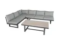 Green Spirit Loungeset Piazza Lounge-Set höhenverstellbar 6 Personen Sitzgruppe Gartenmöbel, (Set, 3-tlg., 2x 3-Sitzer Bank inkl. Sitz- und Rückenkissen, 1x Tisch), Aluminium, grau, für 6 Personen, wetterfest, Garten, Terrasse, Outdoor