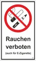 Hermann Schütz Hinweisschild Rauchen verboten (auch für E-Zigarette) 150x250 mm Kunststoff, (1 St)