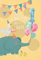 Zahlengeburtstag 1 Jahr - Glückwunschkarten im Format  11,5 x 17 cm - Elefant, G