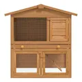 vidaXL Kleintierstall, Kaninchenstall Kleintierhaus Hasenstall 3 Türen Holz