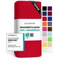 Jacobson Spannbettlaken TOPPER aus 100% Baumwolle, Jersey Bettlaken 160 g/m2, Spannbetttuch mit Gummizug, pflegeleicht & viele Farben rot 180 - 200 cm x 200 cm