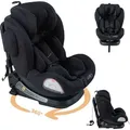 FableKids Kindersitze Kinderautositz mit Isofix360° drehbar Autokindersitz, i-Size 40 -150 cm, 5-Punkt-Sicherheitsgurt, Schwarz, ECE R129/03 - Schwarz