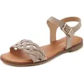 Sandale LASCANA "Sommerschuh", Damen, Gr. 44, beige, Obermaterial: 100% Rindsleder. Futter: 50% Lederimitat, 50% Polyester. Decksohle: 50% Lederimitat, 50% Polyester. Laufsohle: 100% Synthetik, unifarben, Veloursleder, casual, Schuhe Riemchensandale, Sandalette, Sommerschuh aus Leder mit Cut-Outs und weicher Innensohle