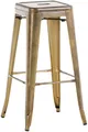 TPFLiving Barhocker Metall (Barstuhl - Tresenhocker - Thekenhocker - Hocker für Küche), Gestell Metall Gold - Sitzfläche: Metall Gold