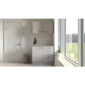 Flex-Well Exclusiv Miniküche Lund 100 cm Lichtgrau glänzend-Rauchgrau