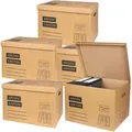5x Archivkarton Aktenkarton Aktenordner mit Klappdeckel und Boden - für je 5 große A4 Ordner zur Aufbewahrung Organisation Transport Archivschachtel - Braun