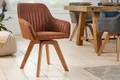 riess-ambiente Polsterstuhl LIVORNO vintage braun – Microfaser, drehbar, Holz-Beine, mit Armlehne (Einzelartikel, 1 St), mit 180° Drehfunktion und Autoreturn – ideal für Dein Esszimmer