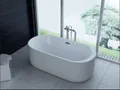 PureHaven freistehende Acryl-Badewanne 170x80 cm elegant inkl. Siphon Überlaufschutz leicht zu pflegende Oberfläche extra starker Rahmen Schwarz/Weiß