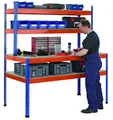 Schulte Z1-Packtisch mit Lagerebene und Regalaufsatz 1981x1536x773/316mm