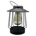 Solar Tischleuchte Laterne außen schwarz 16x18cm Retro-Optik Filament LED Sensor