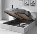 Interbeds Polsterbett Hilton 140x200 Bettgestell mit Metall Lattenrost, mit Stauraum, ohne Matratze, Doppelbett, gepolsterter Bettrahmen, mit Bettkasten Schlafzimmerbett (Aschgrau, 140x200cm)