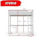 Le Quai Des Affaires - Hochbett Studio 90x200 + 1 Bettkasten / Weiß/ B209xt151xh195