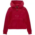 Juicy Couture Kapuzennickijacke ROBERTSON HOODIE Damen Trainingsjacke Damen, Sweatjacke mit Kapuze, Velour, mit Glitzer, Sale rot XS