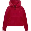 Kapuzennickijacke JUICY COUTURE "ROBERTSON HOODIE Damen", Damen, Gr. XS, rot (astor rot), 95% POLYESTER, 5% ELASTAN, slim fit, Langarm, Jacken, Trainingsjacke Damen, Sweatjacke mit Kapuze, Velour, mit Glitzer, Sale
