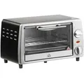 HOMCOM Mini Backofen 10 Liter 750W Kleiner Elektrobackofen mit Temperatur bis zu 230 °C Timer 60 Minuten Backblech und Rost 36,5x26x22 cm Silber - Silber
