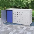 Mülltonnenbox für 3 Tonnen 240L Edelstahl Müllbox Mülltonnenverkleidung Silbern