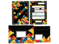 Limonia 12 Einladungskarten incl. 12 Umschläge zum Kindergeburtstag Einladung Geburtstag Jungen Mädchen Unisex Bausteine Bauklötze bunt schwarz
