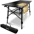 Werkfox Camping-Tisch Klapptisch Klappbarer Multifunktionstisch Mehrzwecktisch; Höhenverstellbarer Falttisch mit aufrollbarer Tischplatte (90x51cm) & Tragetasche; belastbar bis 30kg