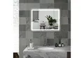 HOMCOM Badspiegel Dimmbar Badezimmerspiege mit Touchschalter (Wandspiegel, 1-St., WC Spiegel), Silber 80 x 60 x 4 cm