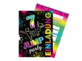 Limonia 12 Einladungskarten zum 7. Geburtstag Motto Jump-Party Trampolin neon Feier Fest Einladung Set Geburtstag Mädchen Kinder Jungs Jungen Boys Teenies