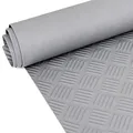 ANRO Gummimatte Riffelmatte Meterware 3mm Riffelblech Gummiläufer Riffelblechmatte als Werkstattboden, Bodenbelag, Werkbank Auflage, Gummi Matte für Anhänger, Garage Grau 50 x 100cm