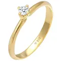 Elli DIAMONDS Ring Solitär Diamant (0.1 .) Klassik 925 Silber 56 Damen 