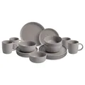 Kombiservice Grigio 16-teilig Steingut taupe für 4 Personen – Kaffeebecher 380 ml, Dessertteller 20,5 cm, Speiseteller 27 cm, Müslischalen 16 cm