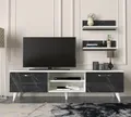 Wohnwand Weiß Wohnzimmerschrank modern TV Lowboard Holz Schrankwand massiv 4692