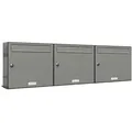 AL Briefkastensysteme 3 Fächer Premium Wand Briefkasten Anlage A4, in RAL 9007 Aluminium Grau  und wetterfest, Artikelnummer: 331P3EA3P9007