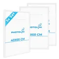 PHOTOLINI Bilderrahmen 40x60 weiß 3er Set Holz MDF, Bilderrahmen 60x40 weiß, picture frame 40x60 mit bruchsicherem Acrylglas zum Aufhängen, Rahmen 60x40 mit extra Zubehör - für Fotos & Poster