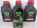 Motoröl 10W40 3Liter Motul 5100 4T Öl 10W-40 4-Takt + Ölfilter HF138 OC574