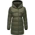 Ragwear Kurzmantel Niara stylischer, gesteppter Wintermantel mit gefütterter Kapuze grün L (40)