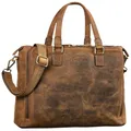 STILORD "Claire Businesstasche Damen Leder 15 Zoll Laptoptasche DIN A4 Aktentasche Umhängetasche und Handtasche Büro Farbe:mittel - braun