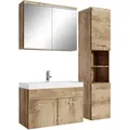Badplaats Badmöbel-Set, Eiche, Kastanien, Holz, Rechteckig, 80x55x40 cm, Badezimmer, Badmöbelsets & Badmöbelserien, Badmöbel-Sets