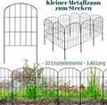 Zaun Gartenzaun Steckzaun Hundezaun Teichzaun für Garten Teich 10 Zaunelemente 43 cm hoch Metall Gitterzaun Oberbogen Schwarz V2Aox