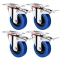 Industrie Transportrollen mit Bremse, 125mm Blau Möbelrollen
