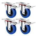 Transportrollen Schwerlastrollen Möbelrollen mit Bremse Blau 125mm