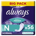 Always Daily Fresh Slipeinlagen Damen, Normal (56 Binden) Big Pack, ohne Duft, atmungsaktiv, flexibel