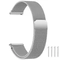 LYYLTX Edelstahl Mesh Uhrenarmband Metall Ersatz Armband Magnetverschluss Smartwatch Schnellverschluss Watch Uhren Ersatzband Für Damen Herren 14mm 16mm18mm 20mm 22mm 24mm (22mm,Silber)