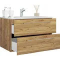 VCM 2-tlg. Waschplatz Waschtisch Waschbecken Unterschrank Breite 60 cm Badmöbel Set hängend mit zwei Schubladen Badinos