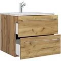 Mid.you Waschtischkombi VCM Badinos, Honigeiche, Keramik, 2-teilig, 2 Schublade(n) Schubladen, 61 cm, hängend, Badezimmer, Waschbecken & Armaturen, Waschtische