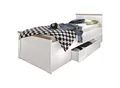Carryhome Stauraumbett, Weiß, Trüffeleiche, Holzwerkstoff, 1 Schublade(n) Schubladen, 90x200 cm, Schlafzimmer, Betten, Stauraumbetten