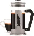 Bialetti Kaffeepresse Preziosa, French Press Filter für Kaffee oder Tee, Gehäuse aus Edelstahl und Behälter aus Borosilikatglas, spülmaschinenfest, 1 Liter, 8 Tassen, Silber
